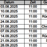 Kalender August und September
